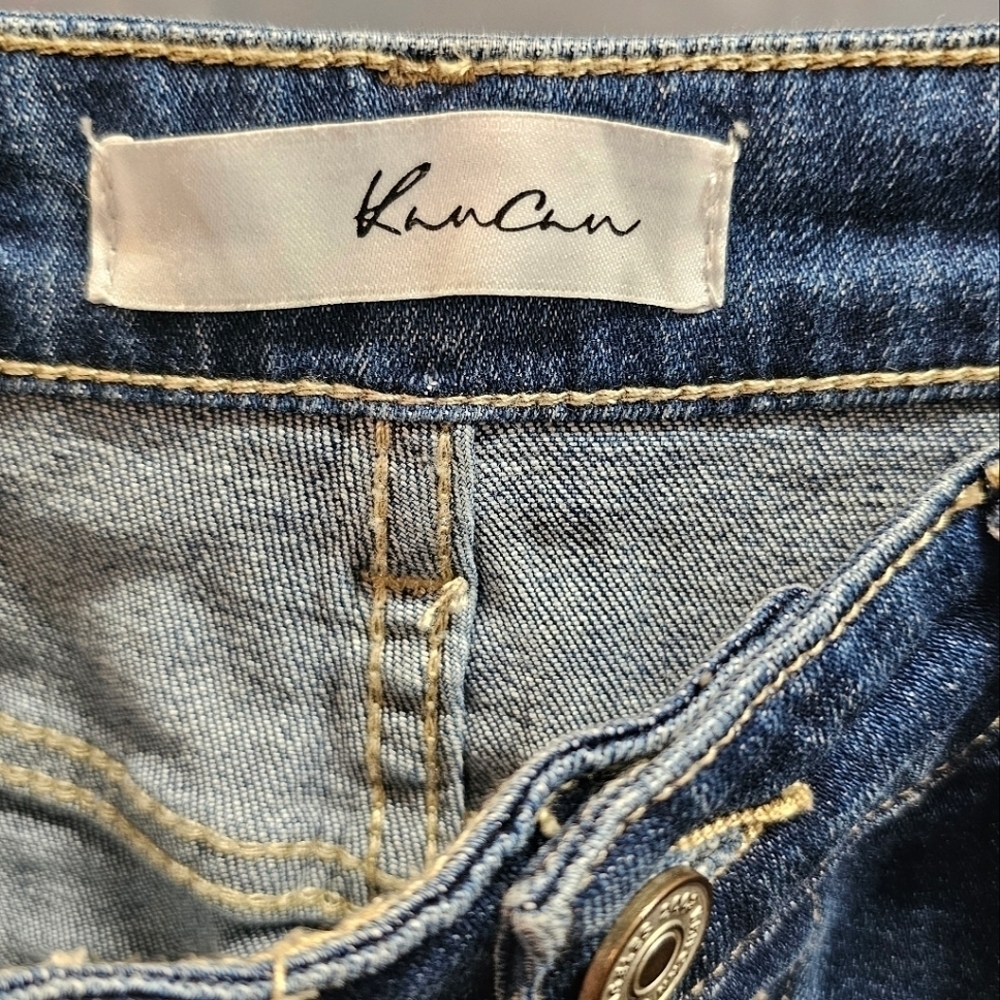 KanCan Frayed Hem Button Down Denim Skirt Size Small Cotton Stretch Distressed - Picture 8 of 9
